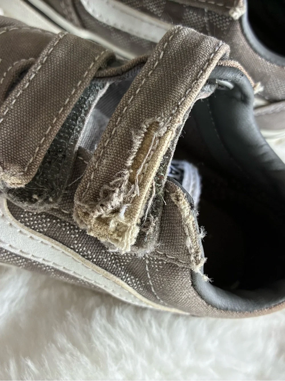 Kids Gray Canvas Sneakers with Hook-and-Loop Straps